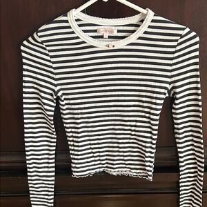 Lottie Moss Black & White Striped Long Sleeve Top